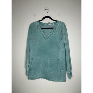 Soft Surroundings Sweatshirt Tunic V Neck Pullover Blue Lace Women’s Size XS